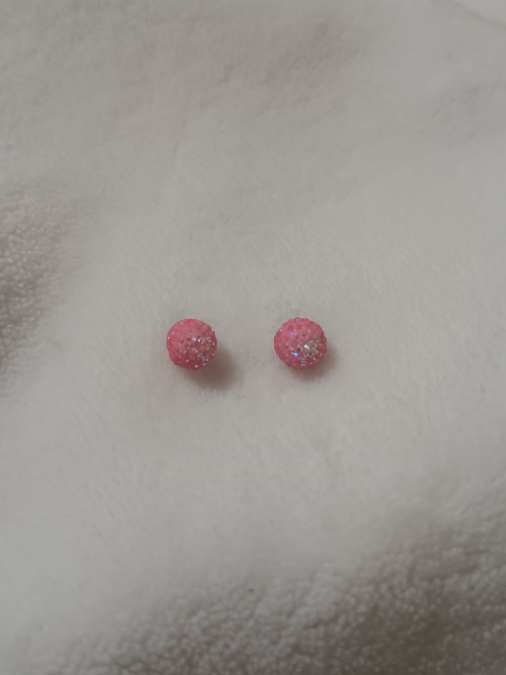 Pink Crystal Ball Stud Earrings